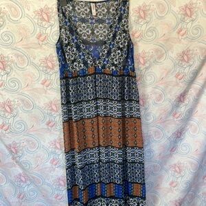 Xhilaration Blue and Brown Sleeveless V-Neck Cover up